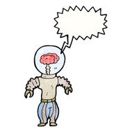 cartoon futuristic robot with brain N2