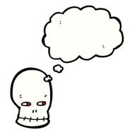 cartoon skull with thought bubble N75