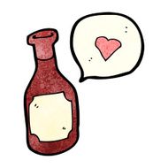 cartoon red wine bottle with love heart N2