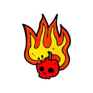 flaming apple skull cartoon N2