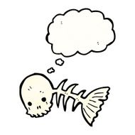 spooky fish bones cartoon N4