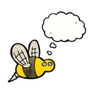 cartoon bee with thought bubble N36