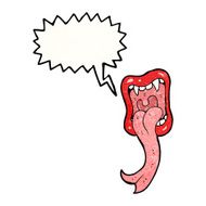 cartoon shouting mouth with sticking out tongue N6