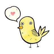 cute cartoon bird with love heart and speech bubble N2