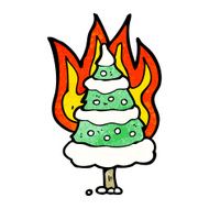 burning christmas tree cartoon N6