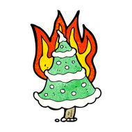 burning christmas tree cartoon N7