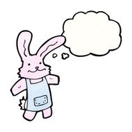 cartoon rabbit with thought bubble N120