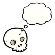 cartoon skull with thought bubble N76