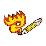 cartoon flaming pencil