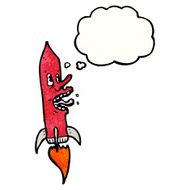 cartoon rocket with thought bubble N12