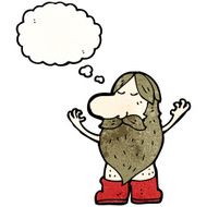 cartoon hippie man with thought bubble N15