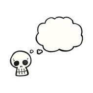 cartoon skull with thought bubble N77