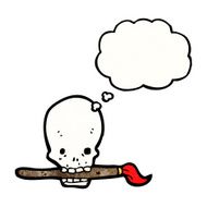 cartoon skull with paint brush N4