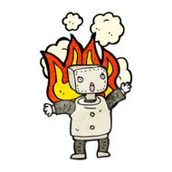 cartoon robot on fire N3