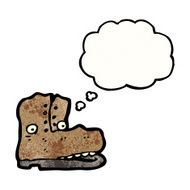 cartoon old boot with thought bubble N4