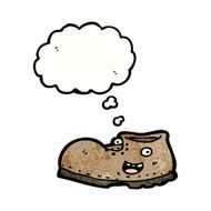 cartoon old boot with thought bubble N6