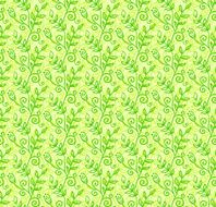 Green doodle foliage vector seamless pattern