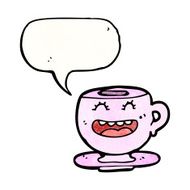 cartoon teacup with speech bubble N4
