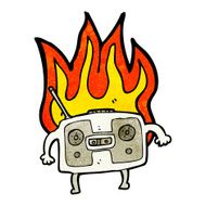 burning radio cassette player cartoon N7