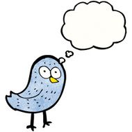 cartoon bird with thought bubble N367