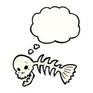 cartoon skeleton fish bones N3