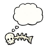 cartoon skeleton fish bones N4