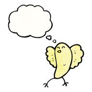cartoon funny bird with thought bubble N14