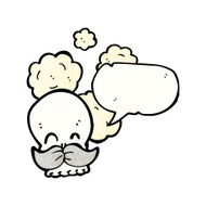 cartoon skull with mustache N27
