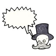 cartoon skull with mustache N28