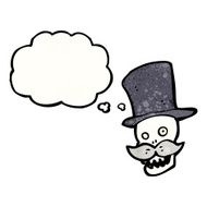 cartoon skull in top hat N17