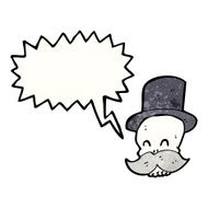 cartoon skull with mustache N29