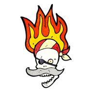 cartoon flaming pirate skull N13
