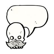 cartoon skull with mustache N30