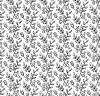 Black and white doodle foliage seamless pattern N2