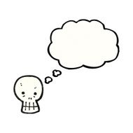 cartoon skull with thought bubble N78