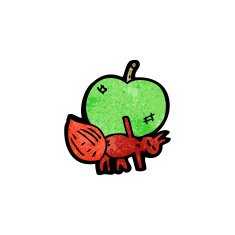 ant carrying apple cartoon N2