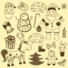 Vintage christmas set old paper