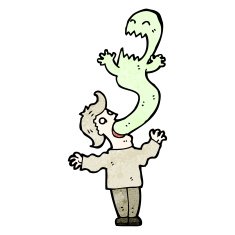 cartoon ghost leaving man N11