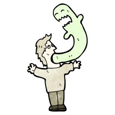 cartoon ghost leaving man N12