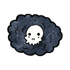 cartoon skull in cloud N3