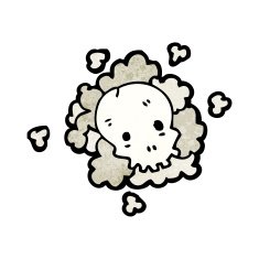 cartoon skull in cloud N4