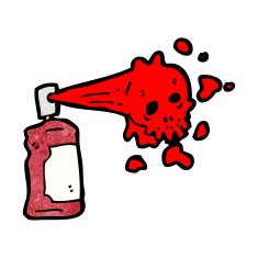 cartoon graffiti skull spray can N16