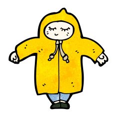 cartoon person in raincoat N4