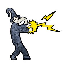 Cartoon Wizard Casting Spell N9