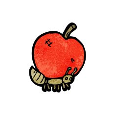 cartoon ant carrying apple N2
