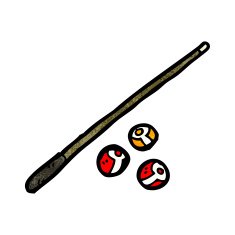 cartoon pool cue and balls N2