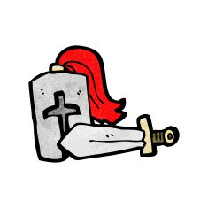 cartoon knight helmet and sword N3