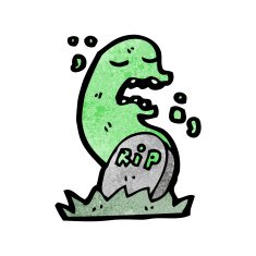 cartoon ghost rising from grave N37
