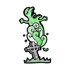 cartoon ghost rising from grave N38