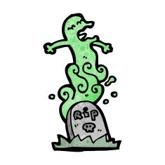 cartoon ghost rising from grave N39